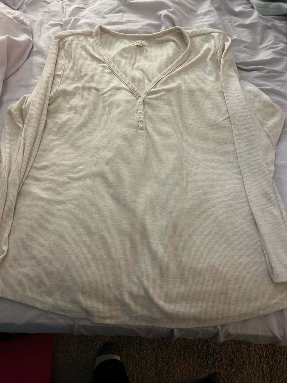 Maurices Cream Ribbed Henley Top